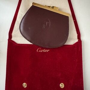 Vintage Cartier Burgundy Leather Coin Purse from Must de Cartier Collection